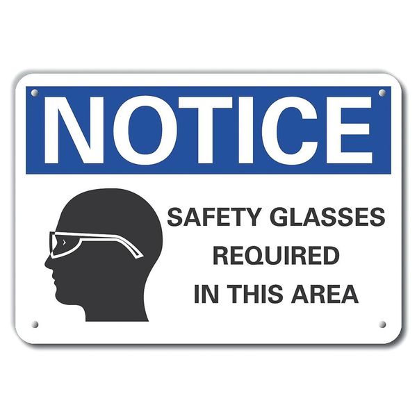 Safety Glasses Notice, Plastic, 10