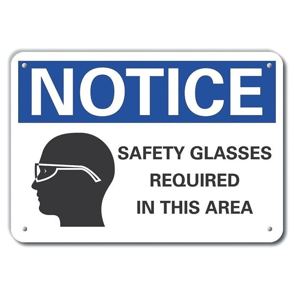 Safety Glasses Notice, Aluminum, 14