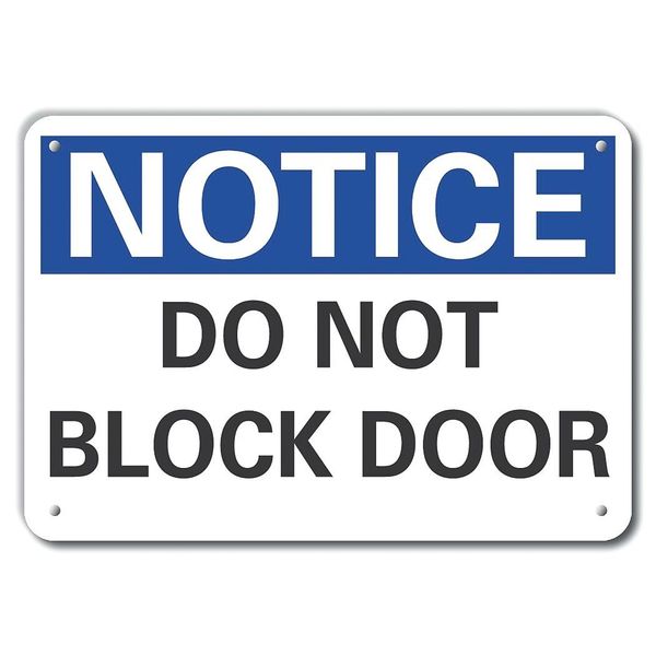 Do Not Block Door Notice, Alumnum, 14