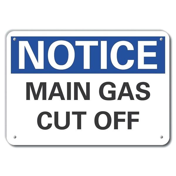 Main Gas Cut off Notice, Aluminum, 14