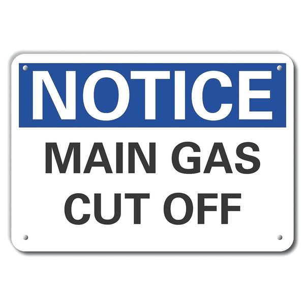 Main Gas Cut off Notice, Plastic, 10