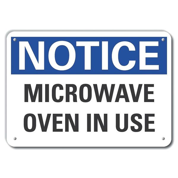 Reflective Microwave Notice Sign, 7 in H, 10 in W, Aluminum, Vertical Rectangle, LCU5-0117-RA_10X7