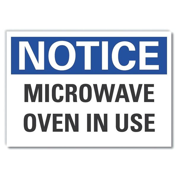 Microwave Notice Label, 10 in H, 14 in W, Polyester, Horizontal Rectangle, LCU5-0117-ND_14X10