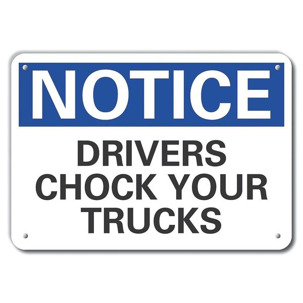 Notice Sign, 7 in H, 10 in W, Plastic, Vertical Rectangle, English, LCU5-0126-NP_10X7