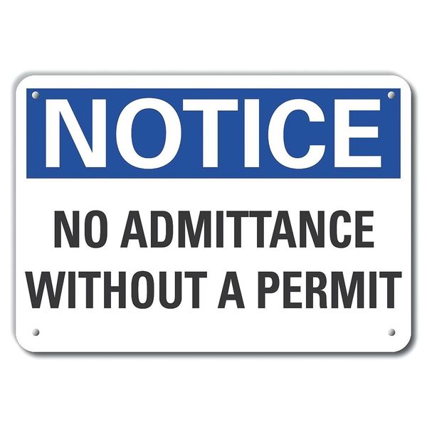 No Admittance Notice, Plastic, 14