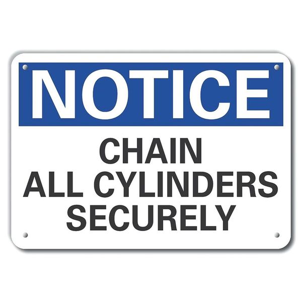 Plastic Cylinder Handling Notice Sign, 10 in H, 14 in W, Horizontal Rectangle, LCU5-0138-NP_14X10