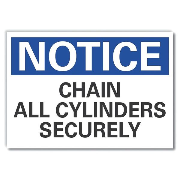 Cylinder Handling Notice Label, 7 in H, 10 in W, Polyester, Vertical, English, LCU5-0138-ND_10X7