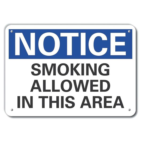 Plastic Smoking Area Notice Sign, 7