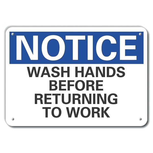 Wash Hands Notice, Aluminum, 14