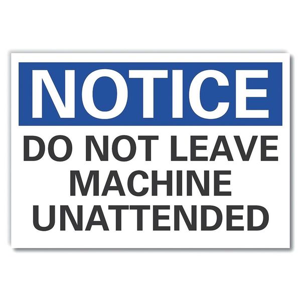 Machine & Operation Notice Label, 5 in Height, 7 in Width, Polyester, Horizontal Rectangle, English