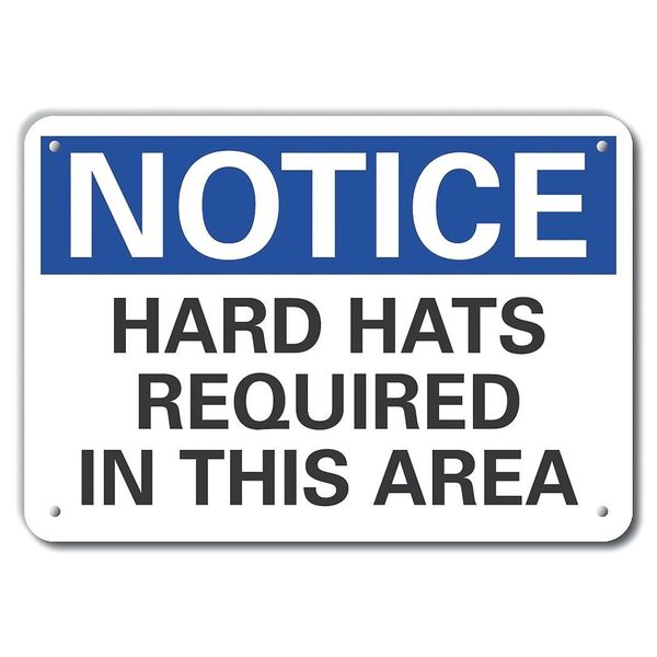 Hard Hats Notice, Aluminum, 14