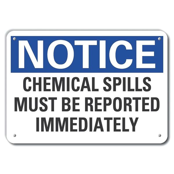 Reflective Chemicals Notice Sign, 7 in H, 10 in W, Vertical Rectangle, English, LCU5-0213-RA_10X7