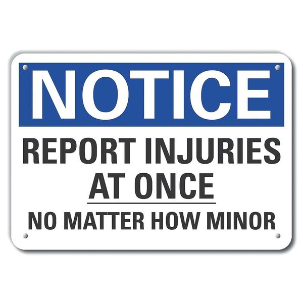 Aluminum Accident Reporting Notice Sign, 7 in H, 10 in W, Vertical Rectangle, LCU5-0211-NA_10X7