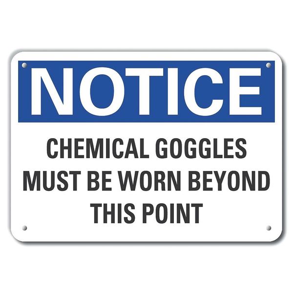 Chemical Goggles Notice, Aluminum, 10