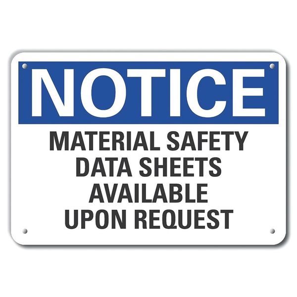 Msds Info Notice Sign, 10x14in, Plastic