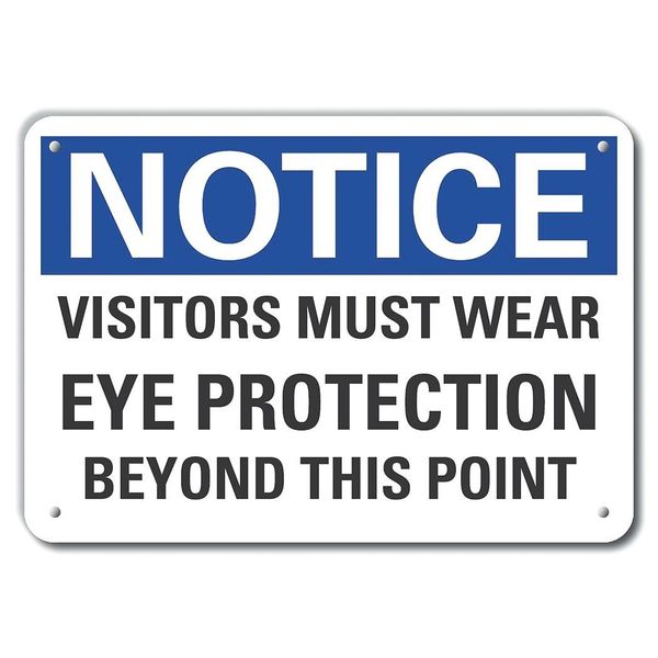 Reflective  Visitors Notice Sign, 10 in Height, 14 in Width, Aluminum, Horizontal Rectangle
