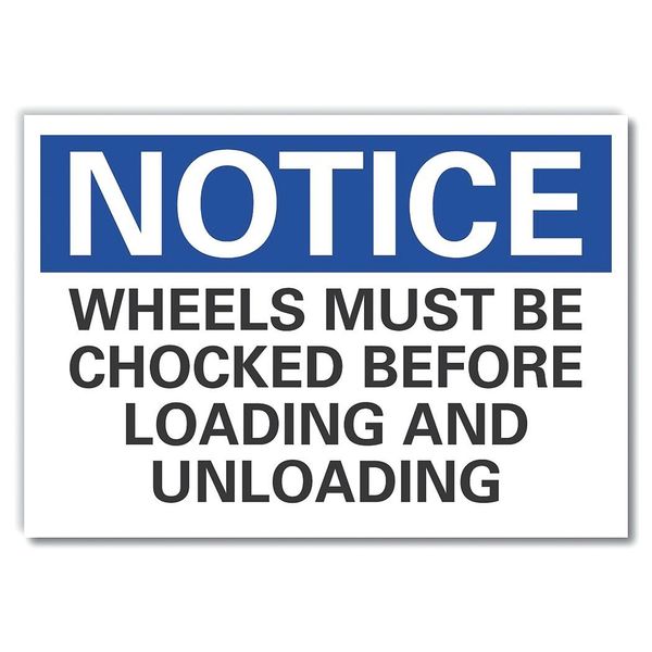 Chock Wheels Notice Reflective Label, 5 in H, 7 in W, Reflective Sheeting, LCU5-0244-RD_7X5