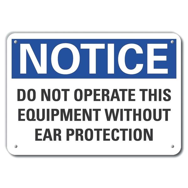 Plastic Ear  Notice Sign, 10 in Height, 14 in Width, Plastic, Horizontal Rectangle, English