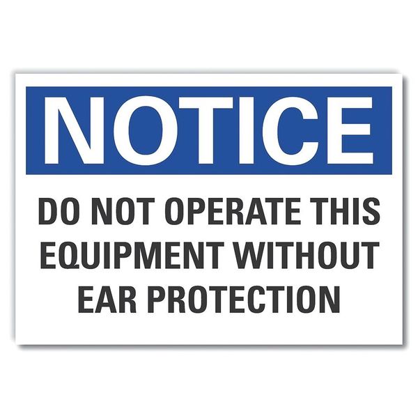 Ear  Notice Label, 10 in Height, 14 in Width, Polyester, Horizontal Rectangle, English