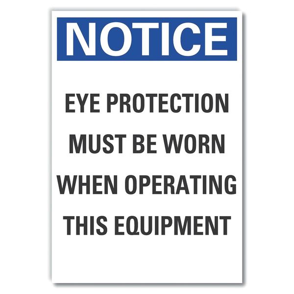 Eye  Notice Reflective Label, 5 in Height, 3 1/2 in Width, Reflective Sheeting, Vertical Rectangle