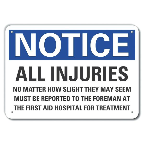 Aluminum Accident Reporting Notice Sign, 7 in H, 10 in W, Vertical Rectangle, LCU5-0306-NA_10X7