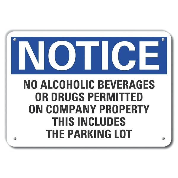 No Alcoholic Notice, Aluminum, 14