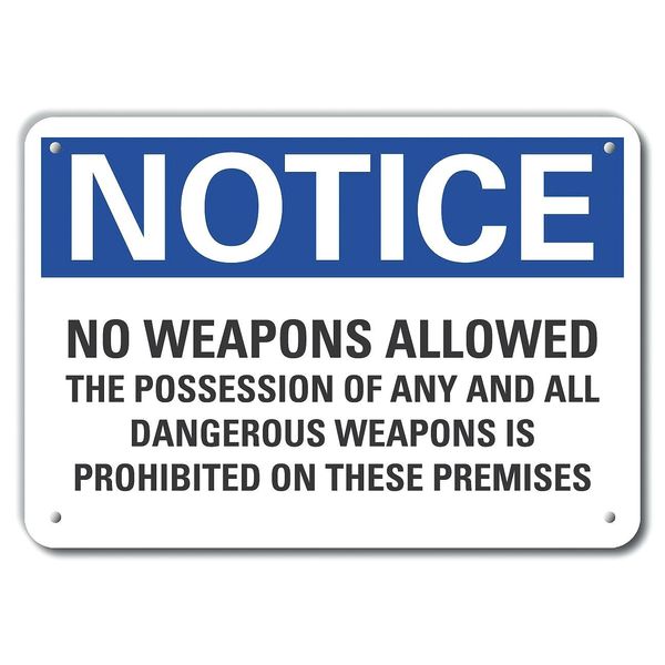 No Weapons Notice, Plastic, 14