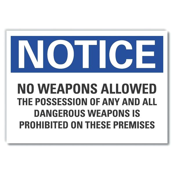 No Weapons Allowed Notice, Decal, 5