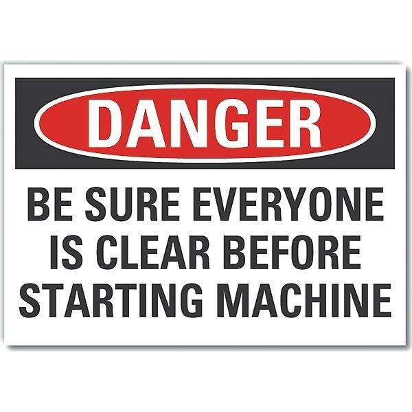 Stay Clear Danger Label, 5 in Height, 7 in Width, Polyester, Horizontal Rectangle, English