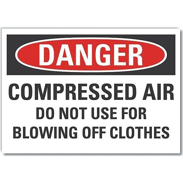 Compressed Air Danger Label, 7 in H, 10 in W, Polyester, Vertical, English, LCU4-0637-ND_10X7