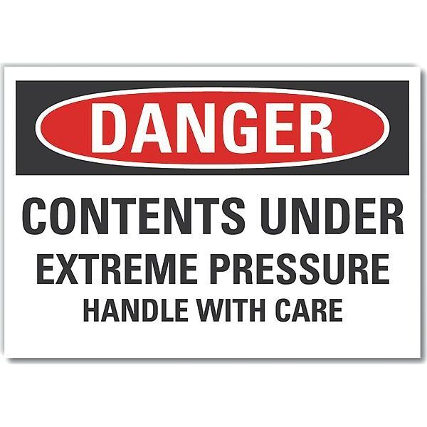 Pressure Danger Reflective Label, 7 in Height, 10 in Width, Reflective Sheeting, Vertical Rectangle