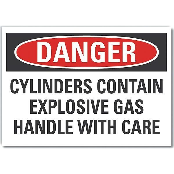 Cylinder Handling Danger Label, 7 in H, 10 in W, Polyester, Vertical, English, LCU4-0631-ND_10X7