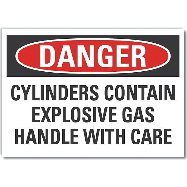 Cylinder Handling Danger Reflective Label, 3 1/2 in H, 5 in W, LCU4-0631-RD_5X3.5