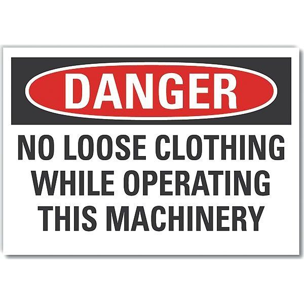 Decal, Danger No Loose Clothing, 7 x 5