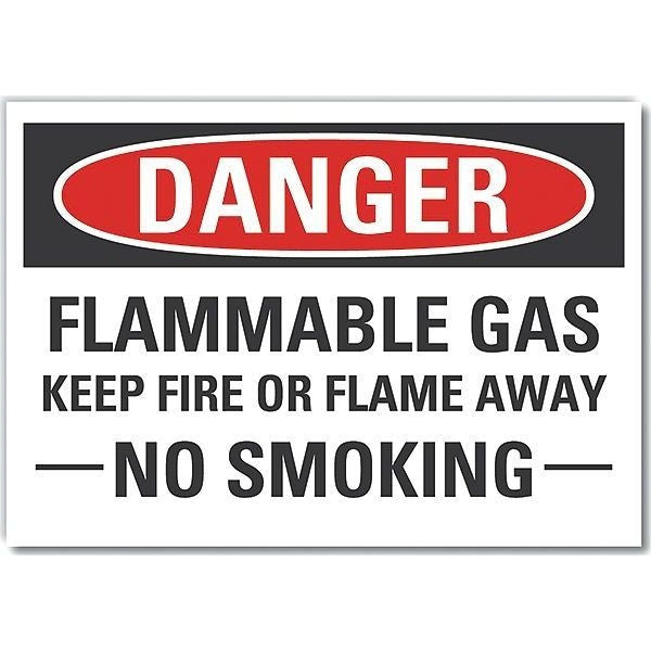 Flammable Gas Danger Label, 7 in Height, 10 in Width, Polyester, Vertical Rectangle, English