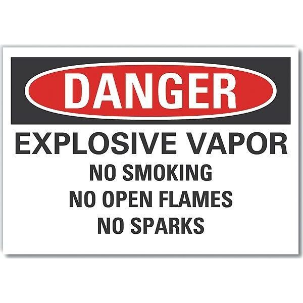 Explosive Materials Danger Label, 5 in Height, 7 in Width, Polyester, Horizontal Rectangle, English