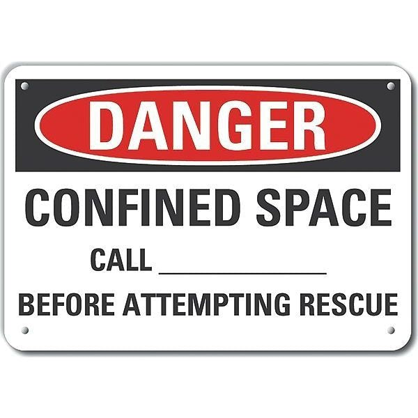 Decal, Danger Confined Space, 10 x 7