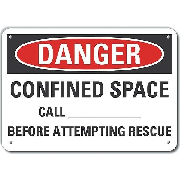 Decal, Danger Confined Space, 14 x 10
