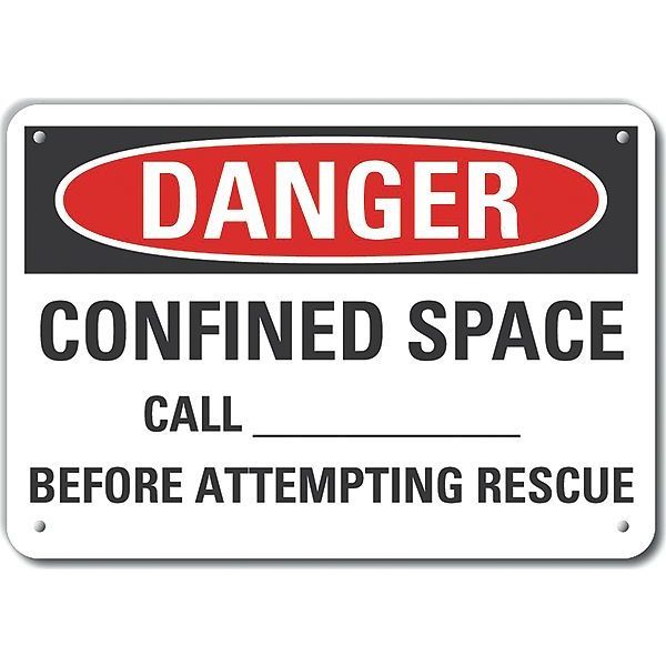 Decal, Danger Confined Space, 10x7