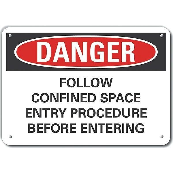 Decal, Danger Follow Confined, 14 x 10