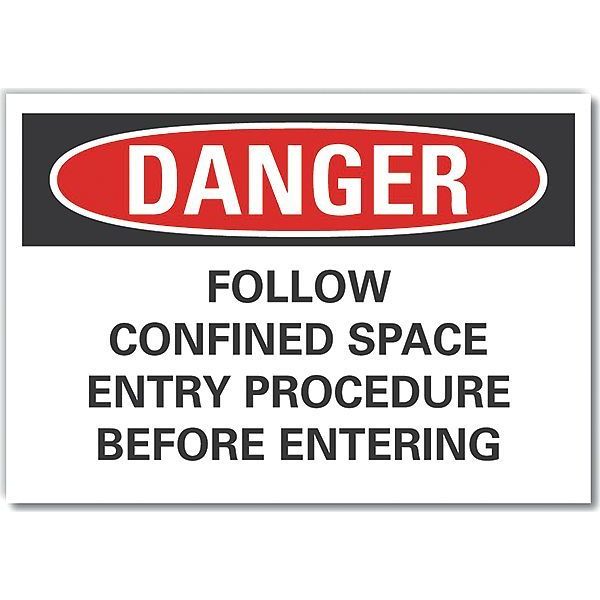 Decal, Danger Follow Confined, 10 x 7