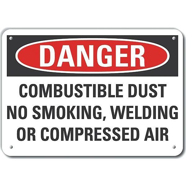 Aluminum Combustible Dust Danger Sign, 10