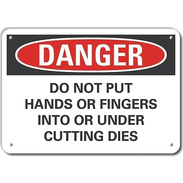 Plastic Pinch Point Danger Sign, 7 in Height, 10 in Width, Plastic, Vertical Rectangle, English