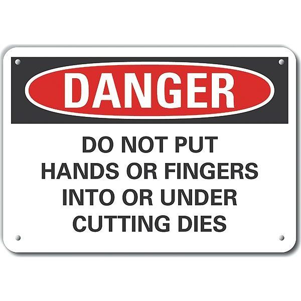 Reflective  Pinch Point Danger Sign, 7 in Height, 10 in Width, Aluminum, Vertical Rectangle