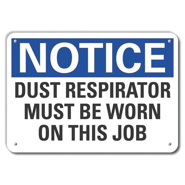 Reflective  Dust Mask Notice Sign, 7 in Height, 10 in Width, Aluminum, Vertical Rectangle, English