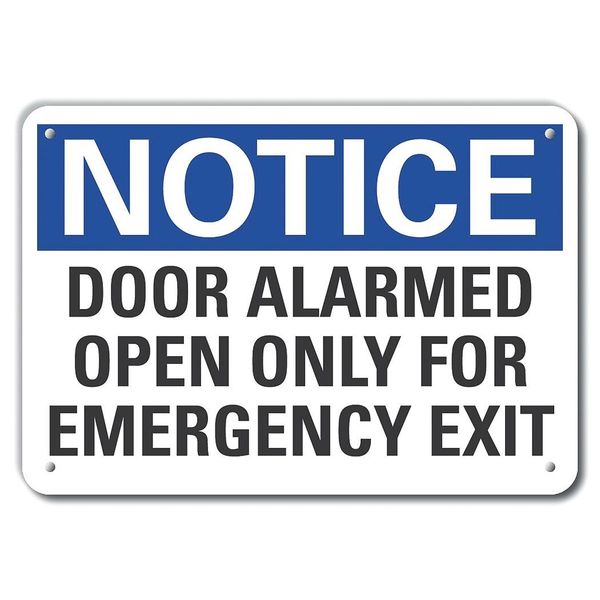 Door Alarmed Open Notice, Aluminum, 10