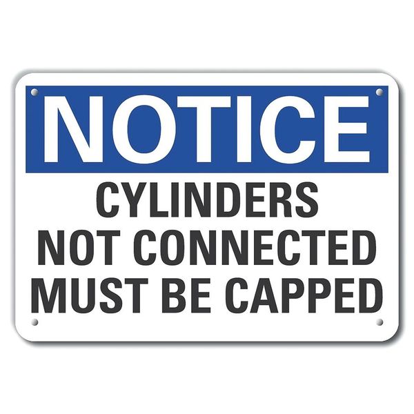 Aluminum Cylinder Handling Notice Sign, 10 in H, 14 in W, Horizontal Rectangle, LCU5-0189-NA_14X10