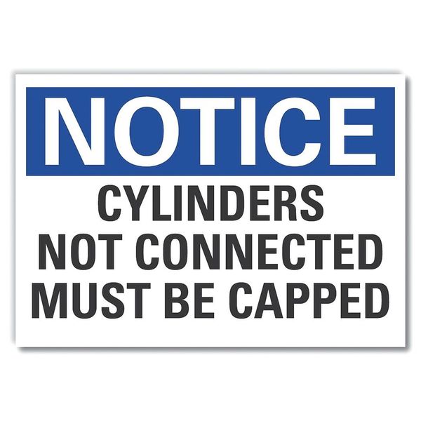 Cylinder Handling Notice Label, 7 in H, 10 in W, Polyester, Vertical, English, LCU5-0189-ND_10X7