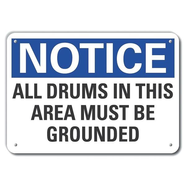 Reflective  Electrical Ground Notice Sign, 10 in Height, 14 in Width, Aluminum, English