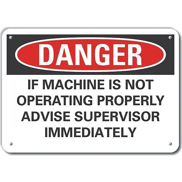 Aluminum Machine & Operation Danger Sign, 7 in Height, 10 in Width, Aluminum, Vertical Rectangle